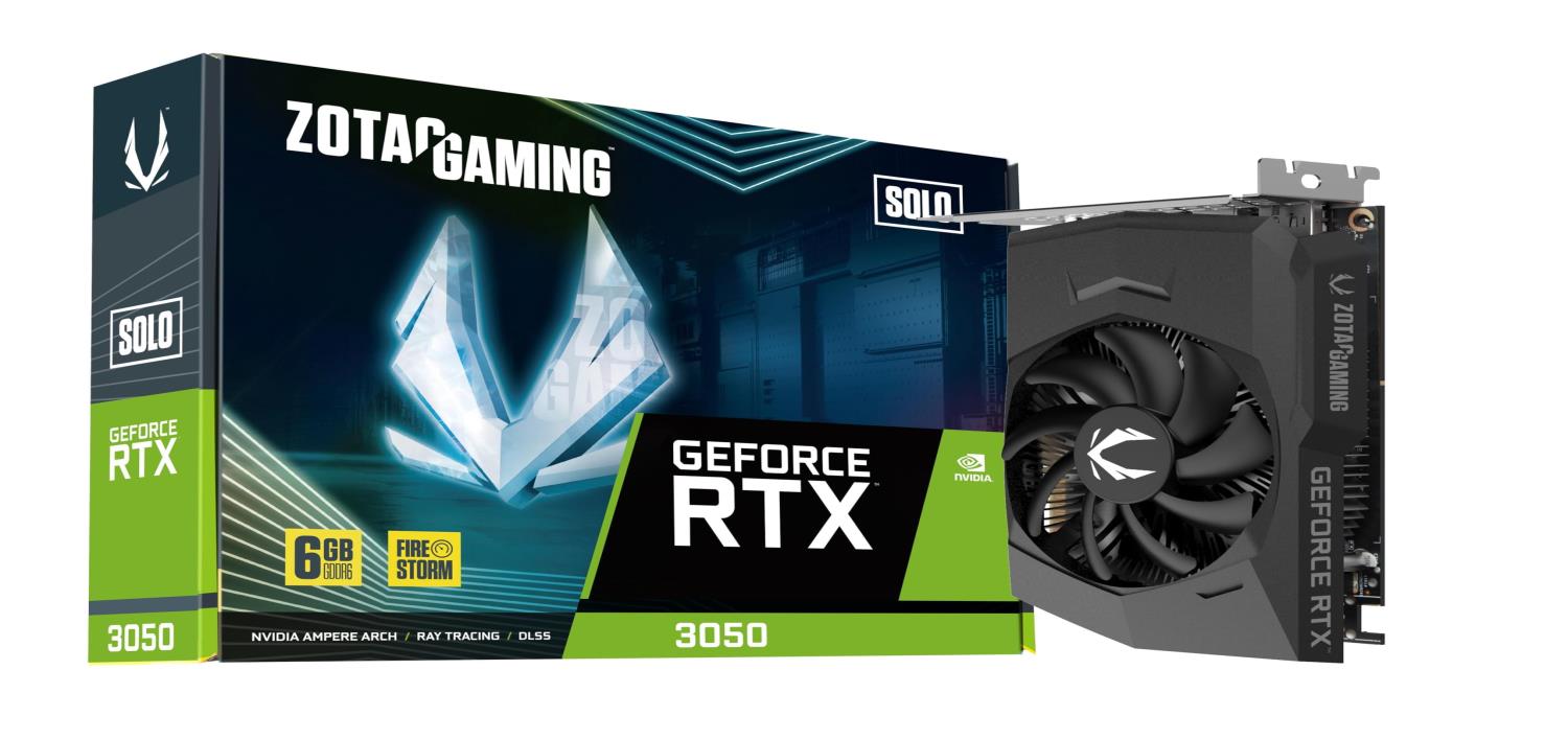 ZOTAC Gaming GeForce RTX 3050 6GB GDDR6 Solo 96-bit 14Gbps PCIE 4.0 スーパーコンパクトゲーミンググラフィックスカード、ZT-A30510G-10L。