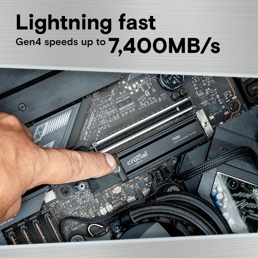Crucial T500 2TB Gen4 NVMe M.2 内蔵ゲーミングSSD ヒートシンク付き 最大7400MB/秒 PlayStation 5対応 + 1mo Adobe CC 全アプリ CT2000T500SSD5