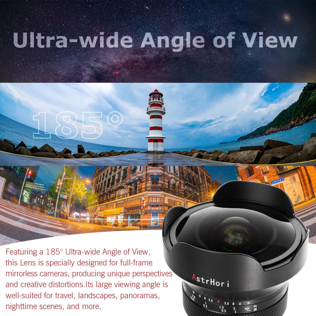 AstrHori 12mm F2.8 魚眼レンズ フルフレーム 185° の超広角 8群11枚 美しいボケ味 旅行/風景/パノラマ/夜景に適応 (RFマウント)