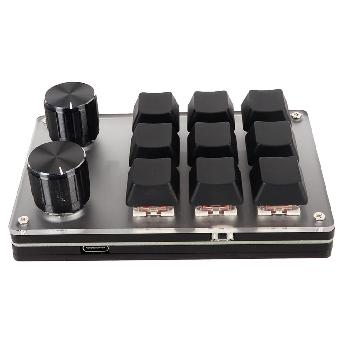 マクロキーボード メカニカルキーボード プログラマブルキーボード 片手キーボード 赤軸 左手デバイス ポータブル osu音量調整 プログラミング ゲーム イラストレーション 動画編集 (9 キーと 2 ノブ)