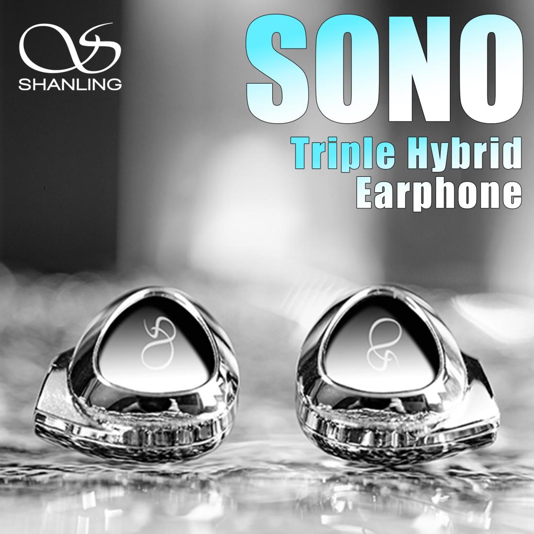 SHANLING SONO シャンリン ソーノ Earphones SILVER Newエントリーモデル 2DD＋1BA トリプルハイブリッドイヤホン 有線イヤホン インイヤー ダイナミック BAドライバー トリプル磁気回路 人間工学 小型 軽量 Hi-Fi【国内正規品】 (シルバー)