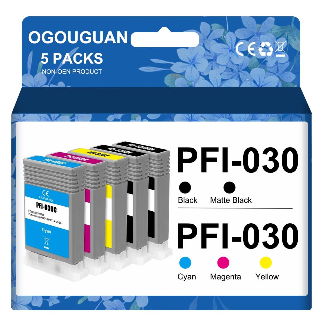 OGOUGUAN PFI030 PFI-030 ߴ󥯥ȥå 5PK Canon PFI-030MBK PFI-030BK P...
