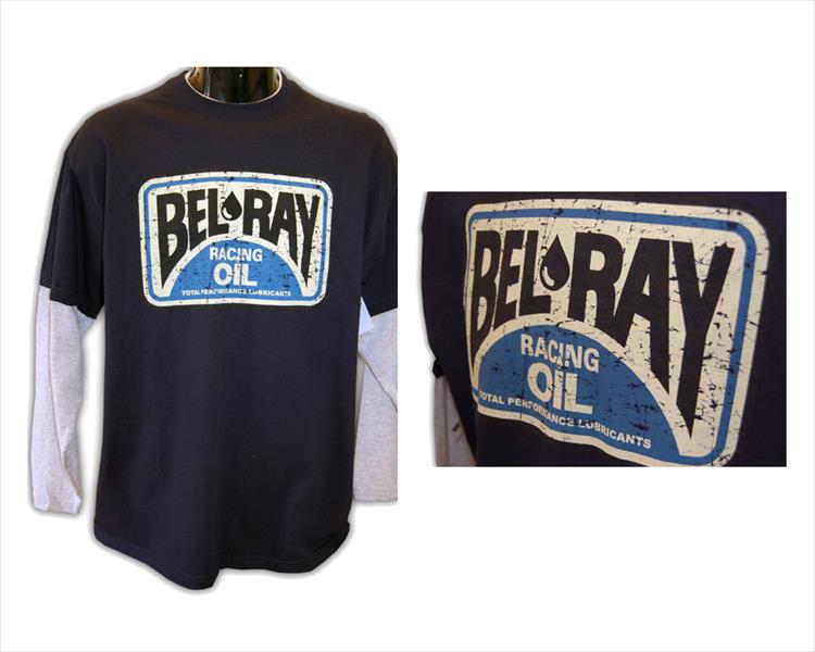 【モトグラフィックス】 【4580041200288】 MT-BELRAY-S 長袖Tシャツ NAVY BLU／GREY ＃S Bel-Ray Racing Oils