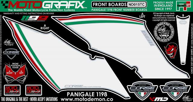 【モトグラフィックス】 【4580041204361】 MT-ND015TC ボディパッド FRONT 1199PANIGALE 12-