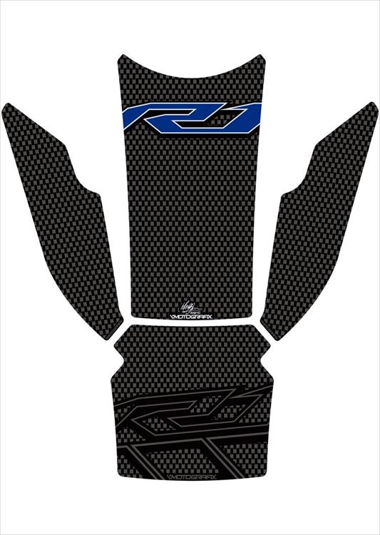 【定形外郵便】【モトグラフィックス】 【4580041221894】 MT-TY026CB タンクパッド CARBON／BLU YZF-R1／M 15-