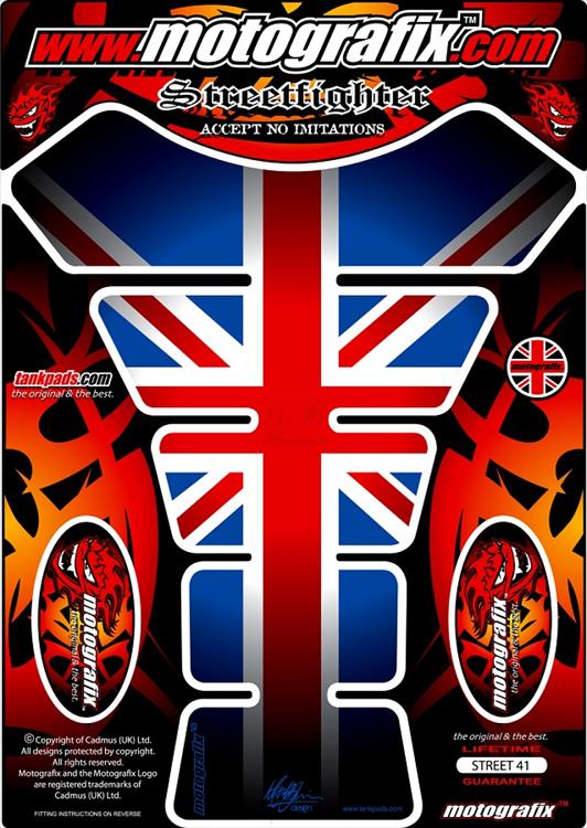 【定形外郵便】【モトグラフィックス】 【4580041229562】 MT-STREET41S1 タンクパッド RED／BLU STREET STYLE