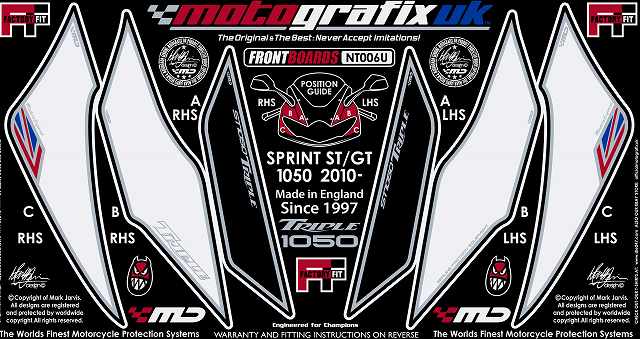 【モトグラフィックス】 【4580041206600】 MT-NT006U ボディパッド FRONT SPRINT ST／GT 10／11