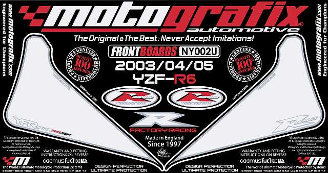 【モトグラフィックス】 【4580041206662】 MT-NY002U ボディパッド FRONT YZF-R6 02-05