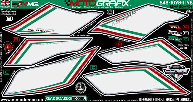 【モトグラフィックス】 【4580041208000】 MT-RD008U ボディパッド REAR 848／1098／1198 07-