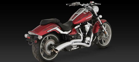 【4548664305292】【Vance&Hines (バンスアンドハインズ)】 ビッグラディウス クローム フルエギゾーストマフラー 2in2 XV1900CU RAIDER 08-16用 【YAMAHAアメリカン】
