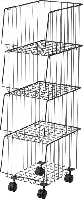 東谷 あづまや 【4985155200917】 AKB-439BK スタッキングワゴン4D