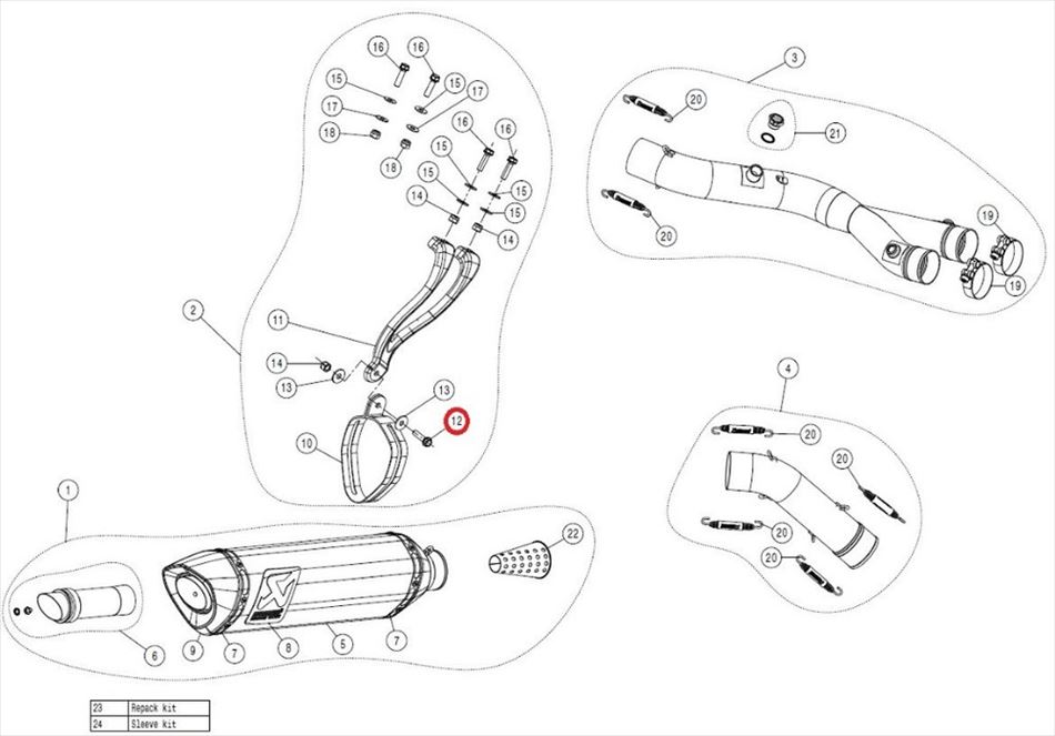 受注発注品　定形外 AKRAPOVIC 【4538792454030】 リペアパーツ BOLT-NUT