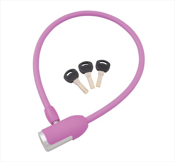 定形外 J&C 【4560299103852】 JC-063W ウェーブキーワイヤー錠　ピンク　自転車　盗難防止　カギ/サイクルロック　鍵　黒(4)