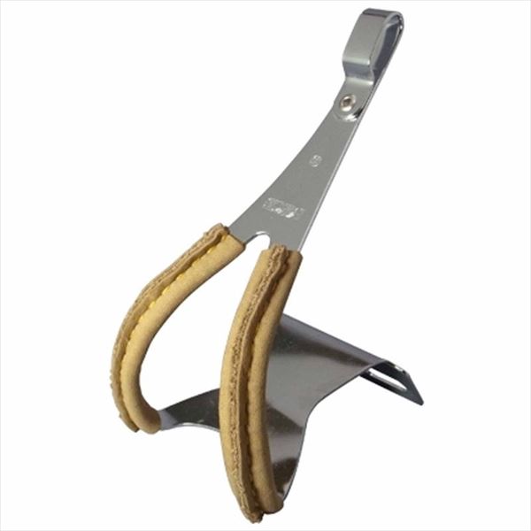 三ヶ島製作所 【4560369003501】 TOE CLIP STEEL w/leather 皮付トークリップ サイズ：S 鉄 自転車ペダル サイクル 部品 パーツ スポーツ自転車