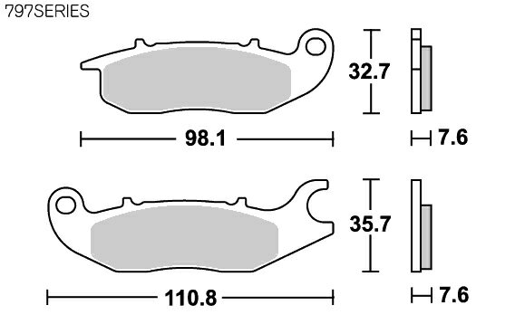 ネコポス 【4990852074051】 777-0797000 SBSブレーキパッド　797 シリーズ　HF（ストリート　フロント/リヤ用） KITACO(キタコ)(2)