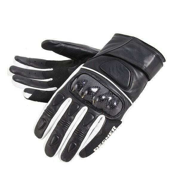【デグナー(DEGNER)】 TG-44 スマホ対応　ライディングレザーグローブ　ホワイト　XS・S・M・L・XL・2XL