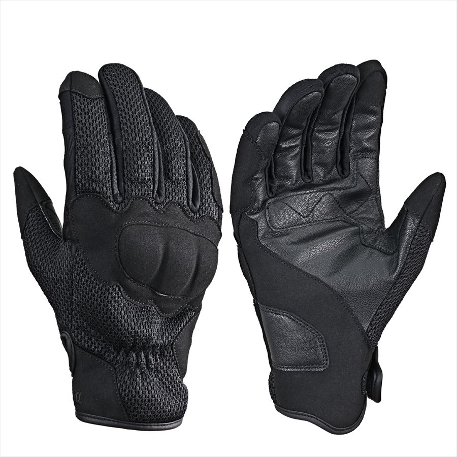 DAYTONA(デイトナ) 【4909449655726】 61229 バイク用 グローブ 春夏 手のひら本革(ヤギ革) ハードプロテクター スマホ対応 メッシュ エアプロテクティブグローブ DG-018 ブラック Sサイズ 61229