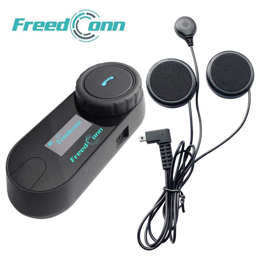 【送料無料】【FreedConn】 インカム TCOM-SC　ソフトケーブル　ブルートゥースヘッドセット Bluetooth5.0　FMラジオ 防水 インターコム　 LCDスクリーン付き 2人同時通話 T-COM-SC-S【フルフェイスヘルメットに！】 2