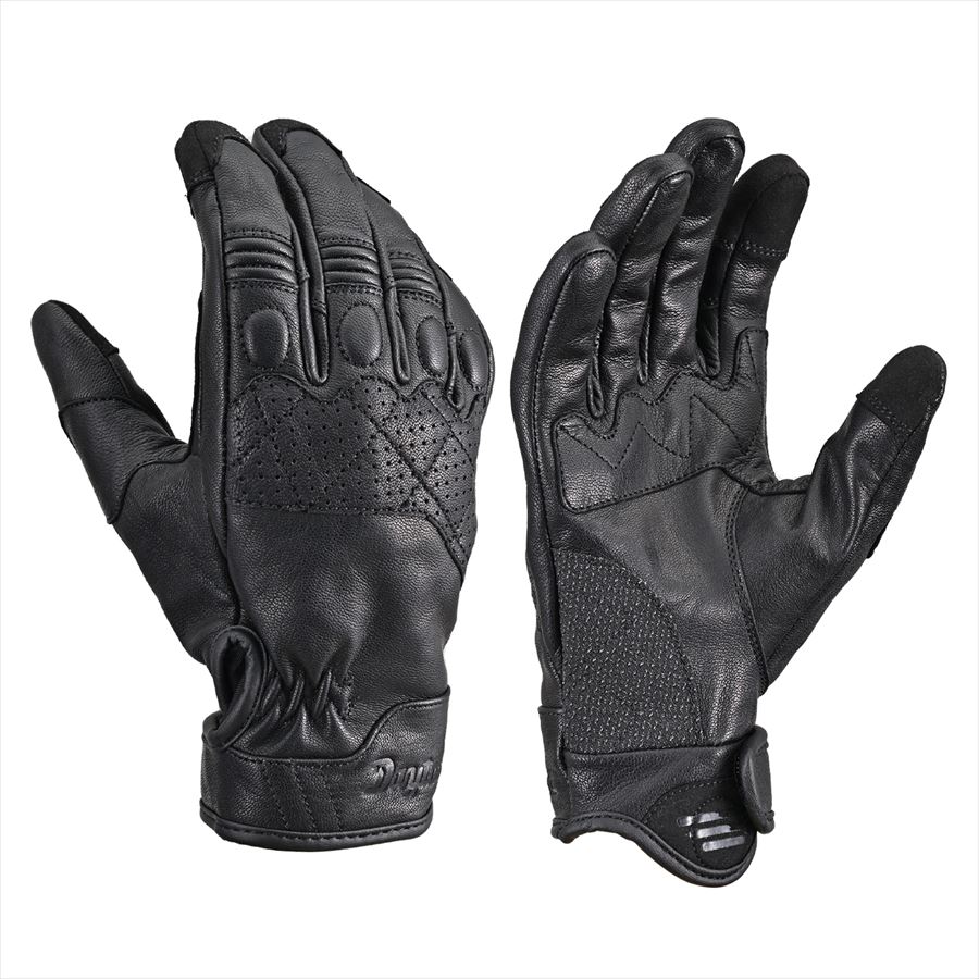DAYTONA(デイトナ) 【4909449657850】 61715 DG-019 スローバック レザーグローブ ブラック Mサイズ　バイク グローブ 革(ヤギ革) 冬夏秋春 スマホ対応