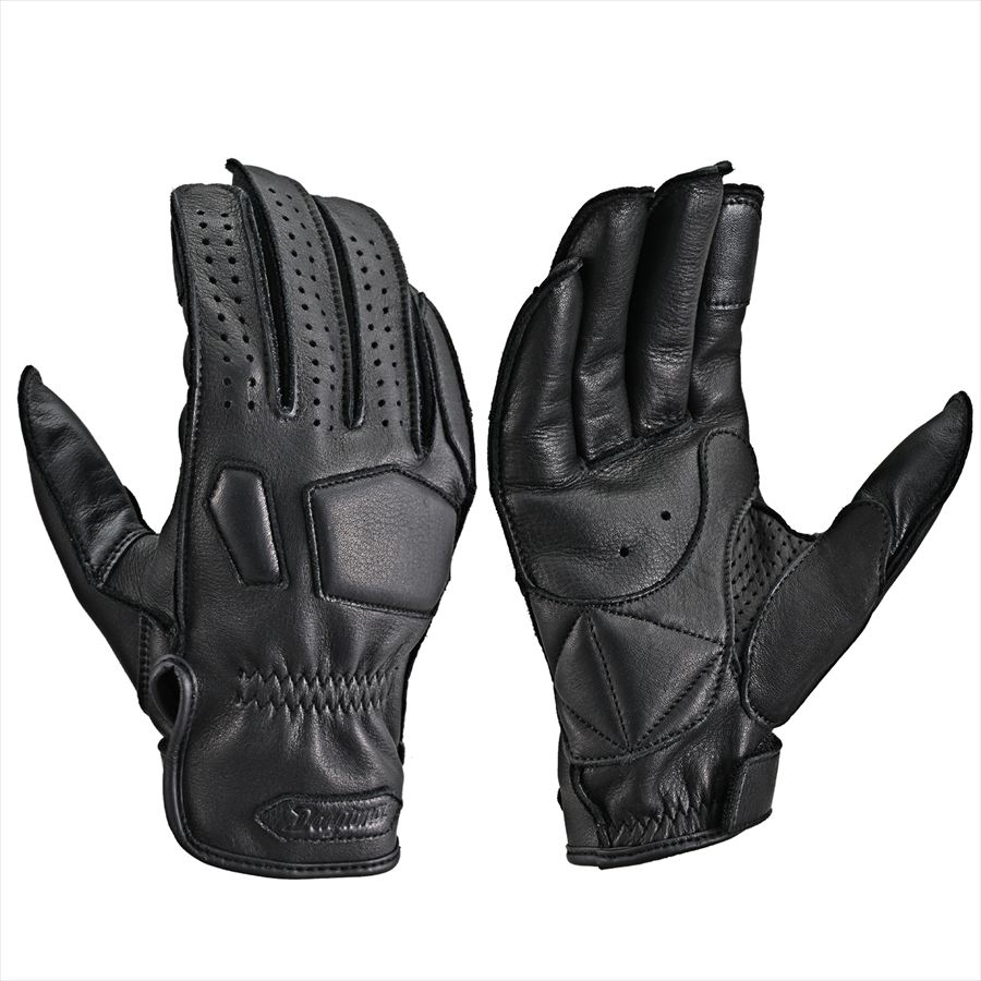 Gloves - DAYTONA(デイトナ) 【4909449677681】 65758 外縫いパッディンググローブ DG-037 ブラック XLサイズ バイク グローブ 夏冬秋春 革(牛革) 春夏秋冬 日本製 スマホ対応 補強パッド付 65758
