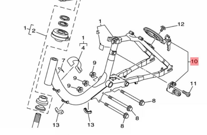 【ヤマハ(YAMAHA)】 X0U-HA8J0-10 キーアセンブリ 電動自転車　（代替:X0U-HA8J0-11) 補修部品　 鍵　カギ　キー