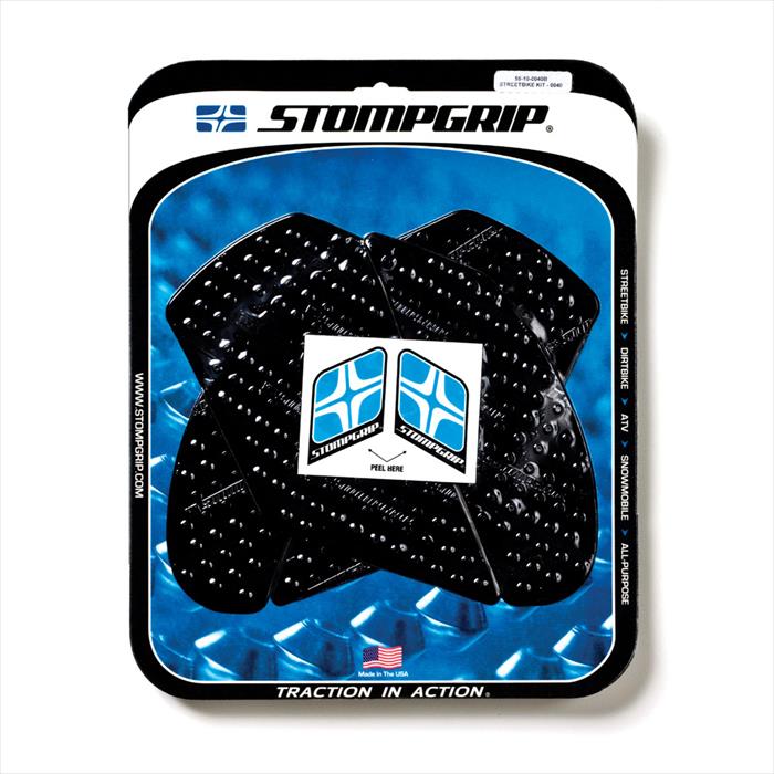 【ストンプグリップ】 【4548664484416】 STOMPGRIP トラクションパッドタンクキット ブラック ZX-10R 11-20 P046-7165■素材：エラストマー樹脂色：ブラックSTOMP GRIPは世界各国のトップレーサー、トップスタントライダーに愛用されています。日本のサーキット、ストリートでも大好評。STOMP GRIPの愛用者は世界中で激増中です。 【ストンプグリップの貼り方】1.貼付面の清掃を行ってください。（クリアをご使用の場合、汚れや水垢をコンパウンド等できれいに落としてから作業を行ってください）2.貼付面の脱脂を行ってください。3.位置決めを行います。4.空気が入らない様に端から貼ってください。裏紙は貼りながら剥がしてください。（端から時間をかけて、少しずつ確実にゆっくり貼ってください）ストンプグリップの粘着力が安定するまでには24時間が必要です。完全接着には72時間が必要です。完全接着前にご使用された場合、剥がれてしまったり、ずれてしまったりする場合があります。※フレーム面に貼付するストンプグリップは特にご注意ください。 【注意】ストンプグリップの接着剤はとても強力です。 ストンプグリップを無理に剥がした場合、塗装が痛んだり剥がれたりする恐れがあります。ストンプグリップを剥がすには、ヒートガンなどで暖めて、粘着力を低下させてから剥がしてください。 ※必ず車両の年式を確認してからご注文をお願いします。※開封後の交換、返品はお断りさせていただいております。商品の詳細な情報については、メーカーサイトでご確認ください。商品及び品番は予告なく変更が行われる事がございます。【ご注文の際の注意事項】●適合・取付・ご使用は、お客様にて判断の上お願い致します。●品切・完売の場合がございますので、受注後に発送予定をご連絡させて頂きます。●画像はイメージとなりますので商品とは色・デザインが異なる場合があります。 ●商品ご到着時に必ず製品に不具合が無いか確認を行ってください。 配送時の破損や製品不具合の場合は、必ず商品ご到着より3日以内にご連絡お願い致します。それ以降にご連絡頂いた場合はご対応出来ない場合がございます。●当店では、商品不良・誤商品発送以外の理由での商品の交換または返品はできません。●お客様のご都合によるキャンセル・交換・返品は一切お受けできませんのであらかじめご了承の上ご注文ください。●お電話、メールにてお問い合わせ頂きましても、お客様都合のキャンセル・返品・交換の対応はすべてお断りさせて頂いております。 ●通信販売には法律上、クーリングオフの規定はございません。　ご注文は慎重にお願い致します。※※こちらの商品はお取り寄せ品となります※※メーカーの在庫状況や商品によっては発送までにお時間を頂く場合がございます。メーカーの在庫も完売している場合がございます。その際はキャンセルをさせていただく場合がございます、予めご了承ください。