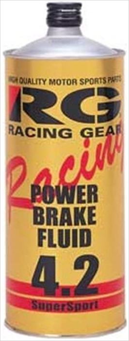 【RG（アールジー）】 【4996327021728】 RG POWER BRAKE FLUID 4.2 1L　パワーブレーキフルード RGP-4210N1レースの過酷な条件下でテスト開発。DOT5ベースからフィードバックしたクオリティーはストリートからサーキットまであらゆるシーンで幅広く対応できます。特にドライ沸点においてはDOT5規格をも上回る高性能を実現。沸点に次いでブレーキフルードの性能として要求される動粘度についても高性能を実現、寒冷地でのABS作動性に優れています。また、コストパフォーマンスに優れ、純正同等の交換サイクルを可能にしました。 ドライ沸点（平衡還流沸点）265℃、ウェット沸点162℃ 日本工業規格（JIS規格） BF-4 米国連邦規格 DOT4 一般整備用としても純正品同等にご使用頂けます■内容量:1,000ml■品番:RGP-4210商品の詳細な情報については、メーカーサイトでご確認ください。商品及び品番は予告なく変更が行われる事がございます。【ご注文の際の注意事項】●適合・取付・ご使用は、お客様にて判断の上お願い致します。●品切・完売の場合がございますので、受注後に発送予定をご連絡させて頂きます。●画像はイメージとなりますので商品とは色・デザインが異なる場合があります。 ●商品ご到着時に必ず製品に不具合が無いか確認を行ってください。 配送時の破損や製品不具合の場合は、必ず商品ご到着より3日以内にご連絡お願い致します。それ以降にご連絡頂いた場合はご対応出来ない場合がございます。●当店では、商品不良・誤商品発送以外の理由での商品の交換または返品はできません。●お客様のご都合によるキャンセル・交換・返品は一切お受けできませんのであらかじめご了承の上ご注文ください。●お電話、メールにてお問い合わせ頂きましても、お客様都合のキャンセル・返品・交換の対応はすべてお断りさせて頂いております。 ●通信販売には法律上、クーリングオフの規定はございません。　ご注文は慎重にお願い致します。※※こちらの商品はお取り寄せ品となります※※メーカーの在庫状況や商品によっては発送までにお時間を頂く場合がございます。メーカーの在庫も完売している場合がございます。その際はキャンセルをさせていただく場合がございます、予めご了承ください。