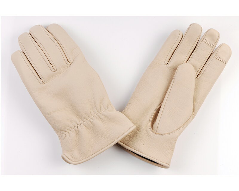 楽天GLOBAL MOTO【DIN MARKET】 【4589975583092】GMG-11 DEER SKIN GLOVE Thinsulate アイボリー Mサイズ