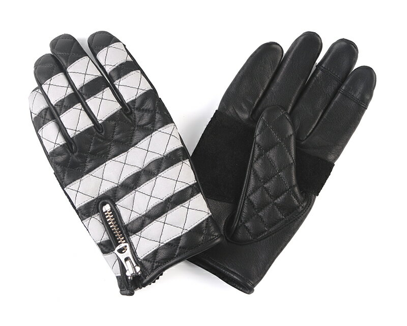 【DIN MARKET】 【4589975582699】GMG-09 COW HIDE GLOVE ブラック&ホワイト Sサイズ
