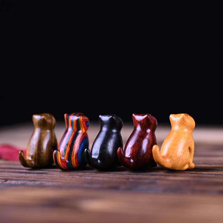 ネコちゃん 置物 小さい 置き物 天然木 オーナメント ネコ おしゃれ リゾート 猫 置物 彫刻 オブジェ 置物 猫の動物 動物 エスニック 猫 インテリア雑貨 インテリア置物 木彫り かわいい リビング 玄関 家の飾り 風水 家の装飾品 ギフト [3]