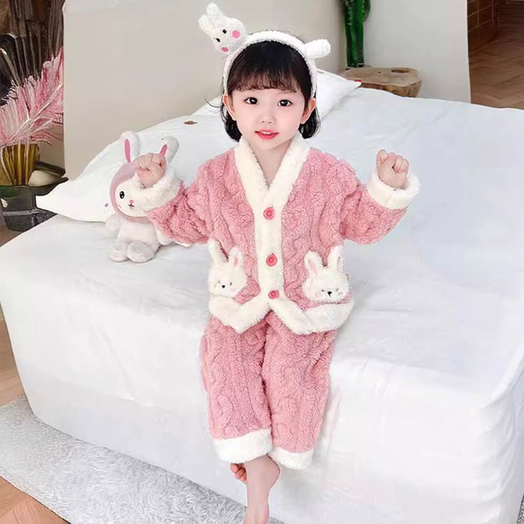 キッズ 子ども フリース 可愛い 兎柄 冬 もこもこ ふわふわ パジャマ 前開き 女の子 子どもパジャマ あったか おしゃれ 送料無料 冬 子どもルームウエア ベビー 子供 前開き 長袖 うさぎ柄 裏起毛 厚手 上下セット 寝巻き 部屋着 幼稚園 保育所