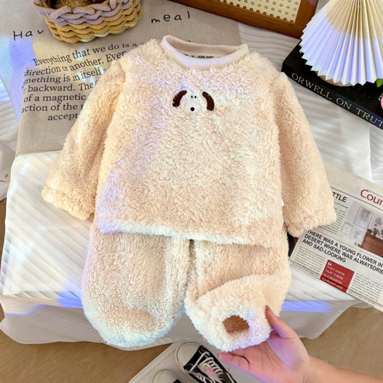 80 子供服 長袖ルームウェア ガールズ キッズ 90 シャギー ルームウェア パジャマ ボーイズ 上下セット 犬柄 パジャマ キッズ 冬 暖かい 110 もこもこフリース ガールズ 100 120 130 140 150
