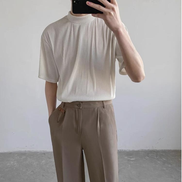 ゴルフウェア メンズ Tシャツ 送料無料 送料無料 冷感 速乾 涼しい ゴルフ ハイネック モックネックシャツ ゆるシャツ 半袖 夏服 ストレッチ 春夏 オフィス カジュアル