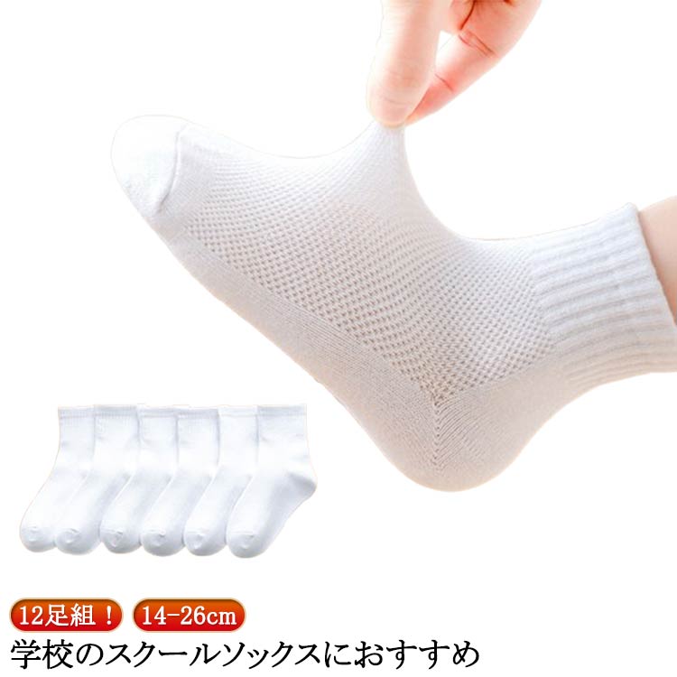 靴下 子供 19 用 クルー丈 12足セット 小学生 白 女の子 スクールソックス 16 オールシーズン 制服 幼児 ソックス 14 男の子 15 キッズ 17 18 イベント 20 21 22 23 24 25 26cm