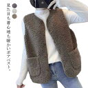 ボアジャケット 前開き もこもこ ふわふわ ポケット付き ボアベスト ベスト ベスト 大きいサイズ ショート丈 暖かい レディース 無地 あったか 羽織り 軽量 アウター トップス ノースリーブ 秋冬 ゆったり 防寒 カジュアル 可愛い 寒さ対策 上着