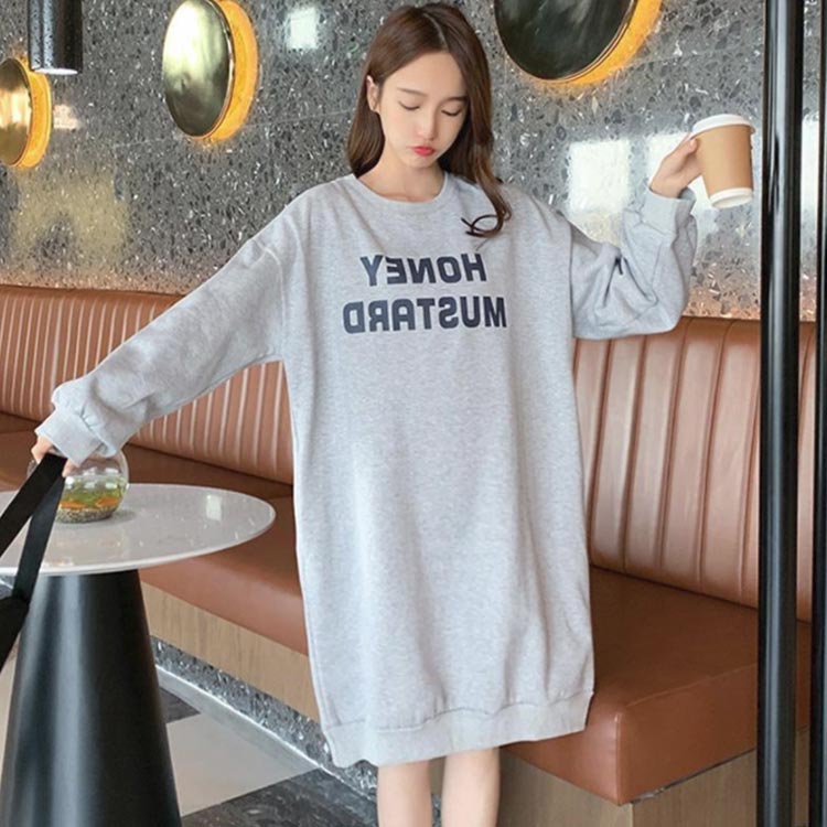 パーカーワンピース トレーナー 部屋着 ロング丈 プリント ルームワンピース 厚手 ロング丈 裏起毛 暖かい プルオーバー ビッグトレーナー 無地 ルームウェア かわいい パジャマ レディース 春 秋 冬 ゆったり 大きいサイズ ポケット付き カジュアル 黒 グレー global-time-10006704 GlobalTime 楽天市場店 サンプル画像3