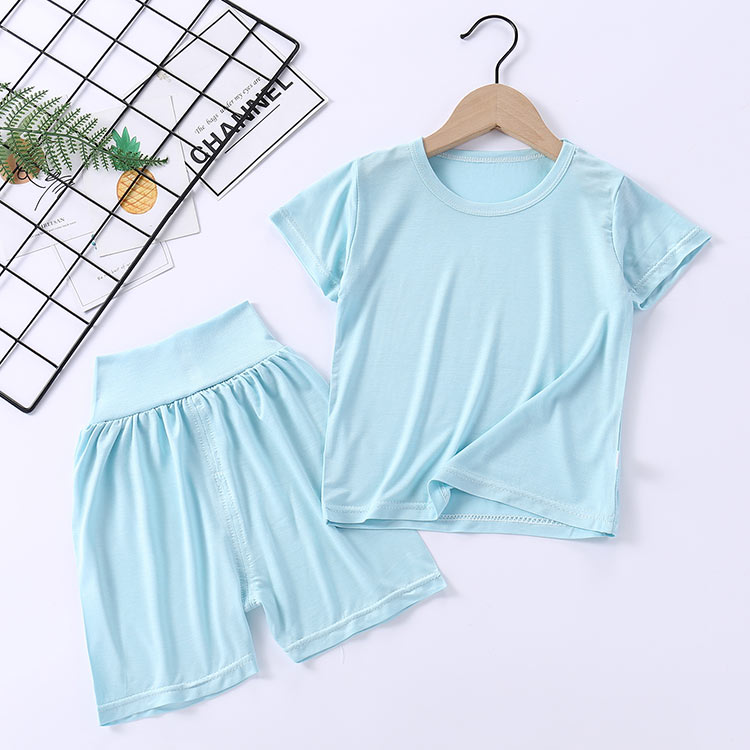 キッズ 女の子 腹巻付き 爽やか ハーフパンツ 無地 夏用 パジャマ 男の子 ベビー服 涼感 涼しい 半袖 キッズ 薄手 ルームウェア 部屋着 冷房 冷え防止 ナイトウェア 春夏