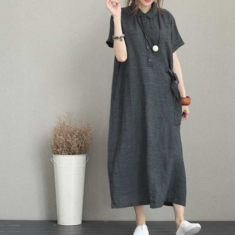 シャツワンピース レディース 半袖ワンピース ワンピース シャツワンピース 夏ワンピース 無地 きれいめ ワンピース 大人ワンピース 秋ワンピース 春ワンピース ロングワンピース 大きいサイズ Aライン通勤 入園式 卒業式 global-time-10007165 GlobalTime 楽天市場店 サンプル画像3