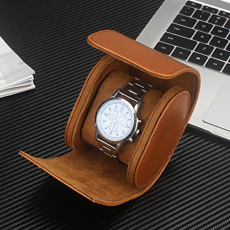 腕時計ケース 1本収納 時計収納ボックス　腕時計ロール 時計ケース メンズ レディース PUレザー 持運び便利 旅行出張用 レザー 防水 耐衝撃 時計ディスプレイボックス 父の日 敬老の日 記念日・誕生日プレゼント