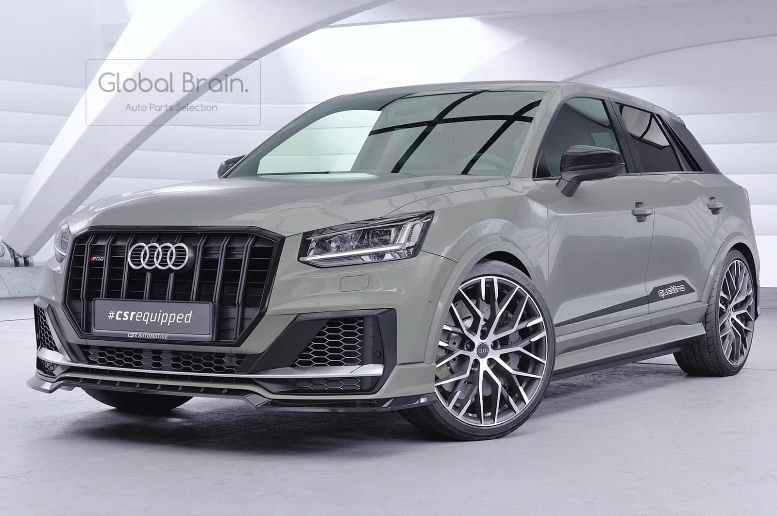 樂天商城 - アウディ SQ2 フロント リップ スポイラー/ ウイング トリム エクステンション ディフューザー csr