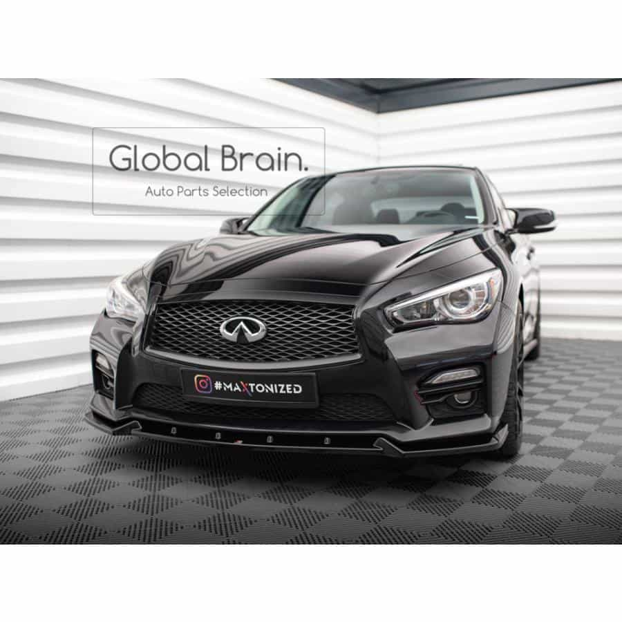 日産 スカイライン V37 Q50 セダン 前期 フロント リップ スポイラー V2/ NISSAN スプリッター ディフューザー エアロ パーツ カスタム チューン