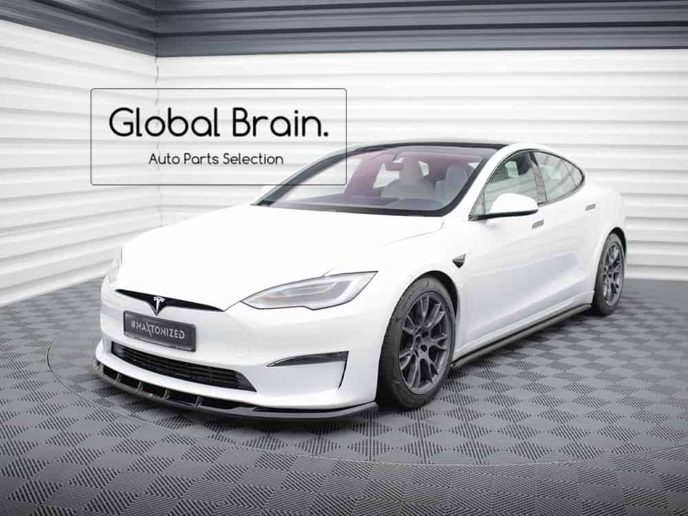 乐天商城 - 2023- テスラ モデルS プラッド フロント スプリッター スポイラー V.3/ Tesla スプリッター ディフューザー エアロ パーツ カスタム チューン