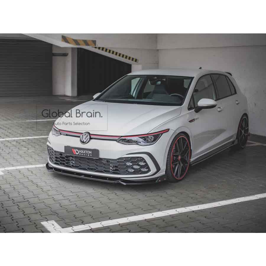 乐天商城 - フォルクスワーゲン ゴルフ 8 Rライン/GTI フロント リップ スポイラー V2/ VolksWagen スプリッター ディフューザー エアロ パーツ カスタム チューン