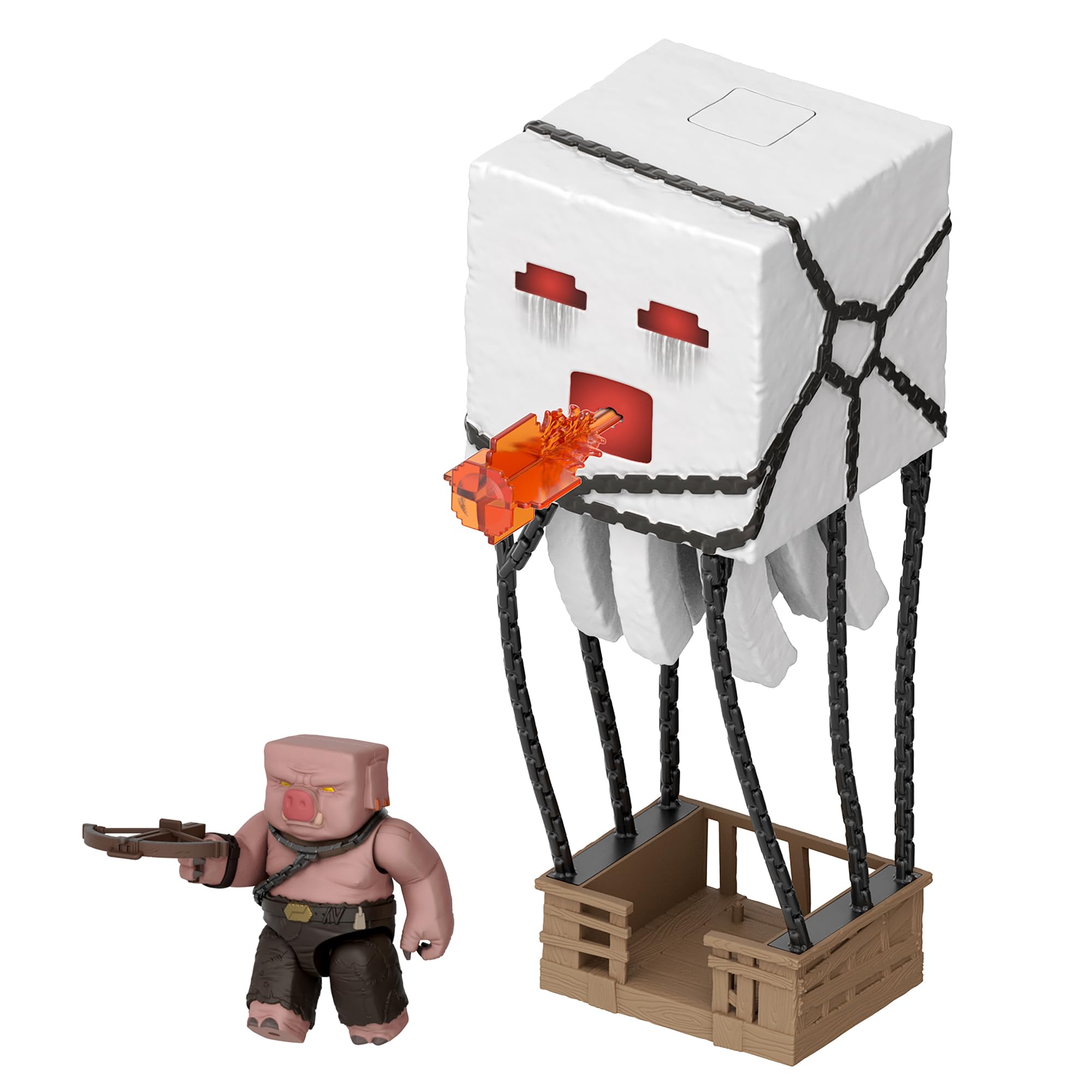 マテル マインクラフト(MINECRAFT) ザ・ムービー なんかでっかくてうるさい 火の玉攻撃ガストとクロスボウピグリン 子供向けフィギュア 6歳から ホワイト JFB69