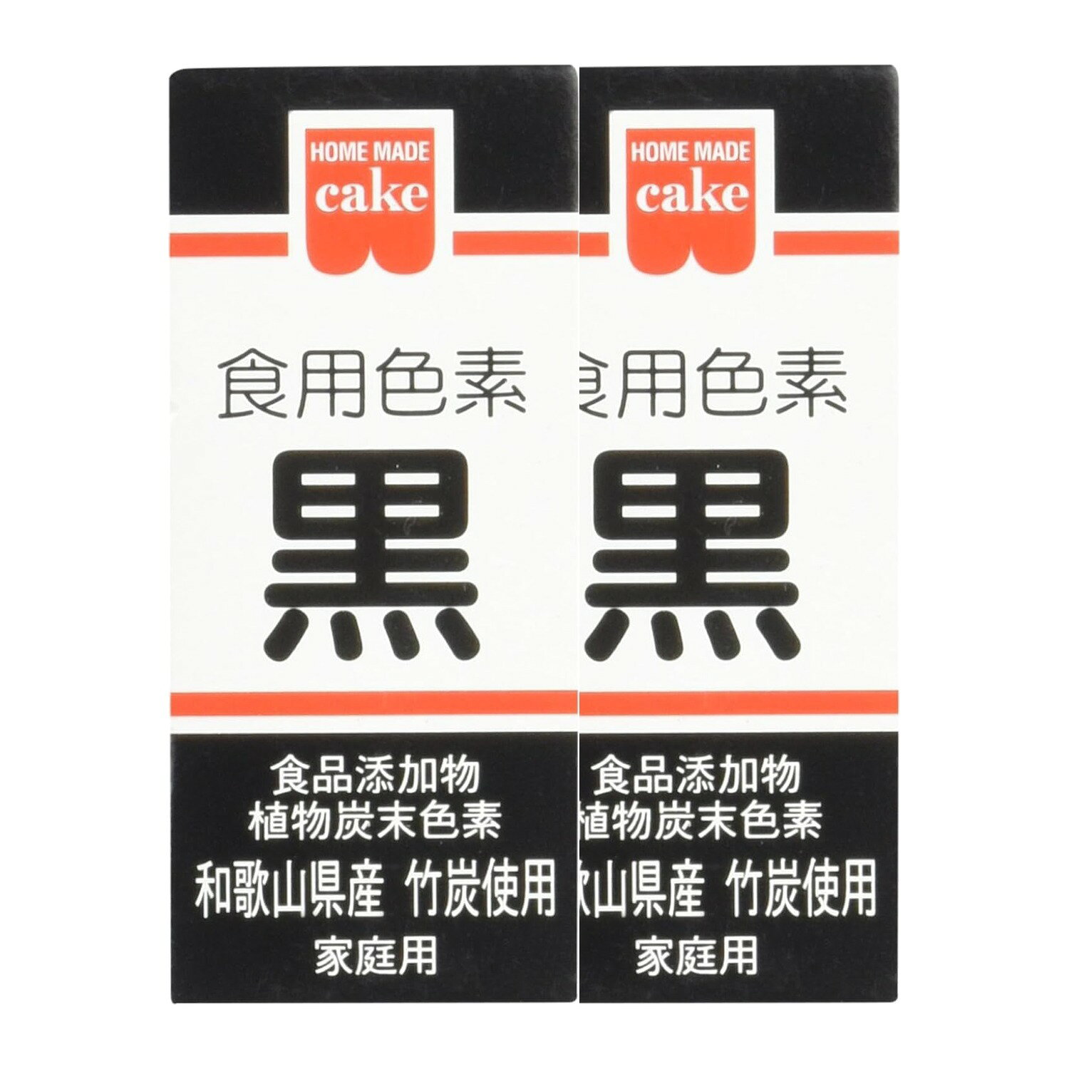 【2個セット】食用色素 黒 2gです。キャラ弁、キャラケーキに欠かせない黒の色素。和歌山県産竹炭原料を使っています。本品は食品衛生法による製品検査に合格した食用色素です。安心してお菓子、お料理にお使いください。商品付属の透明スプーンすりきり1杯は 約0.03gです。■ 食品表示原材料名[食品添加物 着色料] 植物炭末色素　100％内容量2g賞味期限賞味期間360日保存方法直射日光、高温多湿をさけ、早めにご使用ください。JANコード4901325122261セット内容2個■ ご使用上の注意【使用上の注意】 ・本品は水などに溶けません。 ・開封後はお早目にご使用ください。 ・営業用として下記食品に使用してはいけません。 こんぶ類、食肉、豆類、野菜、わかめ類(以上加工食品除く)。鮮魚介類(鯨肉を含む)、茶、のり類。 ・幼児の手の届かない所に保管してください。 〈保存方法〉 直射日光、高温多湿をさけ、早めにご使用ください。※仕様・パッケージはメーカーの都合により予告なく変更される場合があります。※賞味期限は製造ロットにより異なります。※食品のため、お客様都合による返品・交換はお受けできません。【2個セット】食用色素 黒 2gです。キャラ弁、キャラケーキに欠かせない黒の色素。和歌山県産竹炭原料を使っています。本品は食品衛生法による製品検査に合格した食用色素です。安心してお菓子、お料理にお使いください。商品付属の透明スプーンすりきり1杯は 約0.03gです。■ 食品表示原材料名[食品添加物 着色料] 植物炭末色素　100％内容量2g賞味期限賞味期間360日保存方法直射日光、高温多湿をさけ、早めにご使用ください。JANコード4901325122261セット内容2個■ ご使用上の注意【使用上の注意】 ・本品は水などに溶けません。 ・開封後はお早目にご使用ください。 ・営業用として下記食品に使用してはいけません。 こんぶ類、食肉、豆類、野菜、わかめ類(以上加工食品除く)。鮮魚介類(鯨肉を含む)、茶、のり類。 ・幼児の手の届かない所に保管してください。 〈保存方法〉 直射日光、高温多湿をさけ、早めにご使用ください。※仕様・パッケージはメーカーの都合により予告なく変更される場合があります。※賞味期限は製造ロットにより異なります。※食品のため、お客様都合による返品・交換はお受けできません。