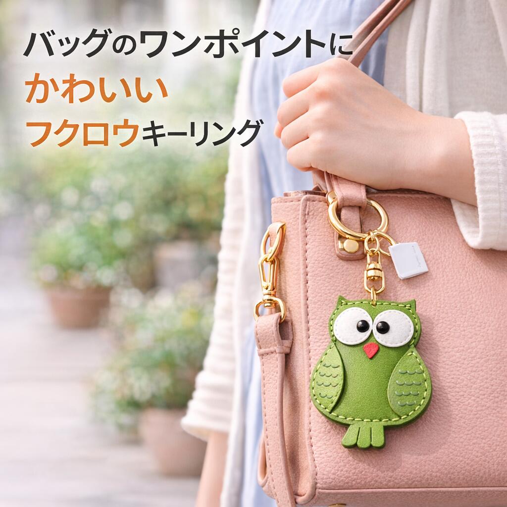 フクロウ キーリング かわいい 合皮 キーホルダー バッグチャーム レディース おしゃれ 鳥モチーフ プレゼント 小物 雑貨の商品画像 3