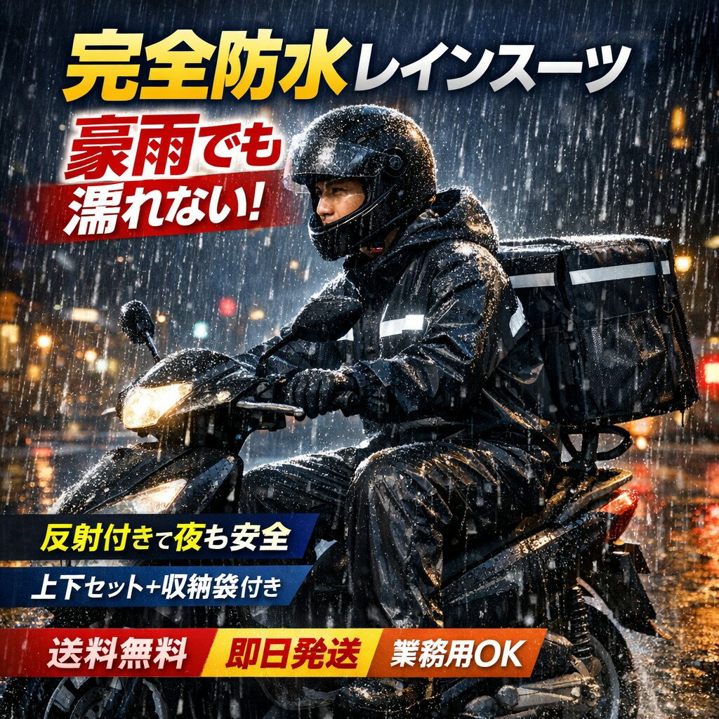乐天商城 - レインコート 上下セット 完全防水 レインスーツ メンズ レディース バイク 自転車 配達 雨具 カッパ 防水 撥水 反射 夜間安全 アウトドア 作業用 通勤 通学 収納袋付き