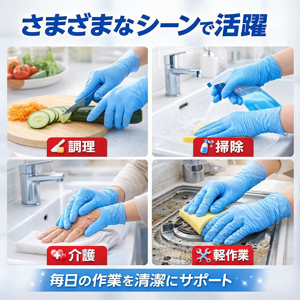 使い捨て手袋 ニトリル手袋 100枚入 食品衛...の紹介画像2