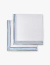 GOHAR WORLD ストライプ柄のコットン&リネン混紡ナプキン2枚セット Striped-trim cotton and linen-blend napki...