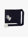 GOHAR WORLD ハンドモチーフのレースアップリケメタリックフェイクレザーミニエプロン Hand-motif lace-applique metallic...